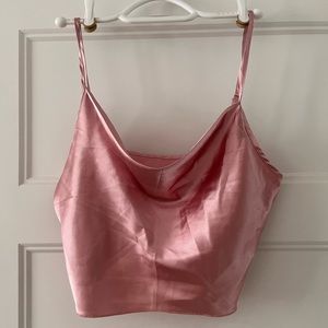Pink satin crop